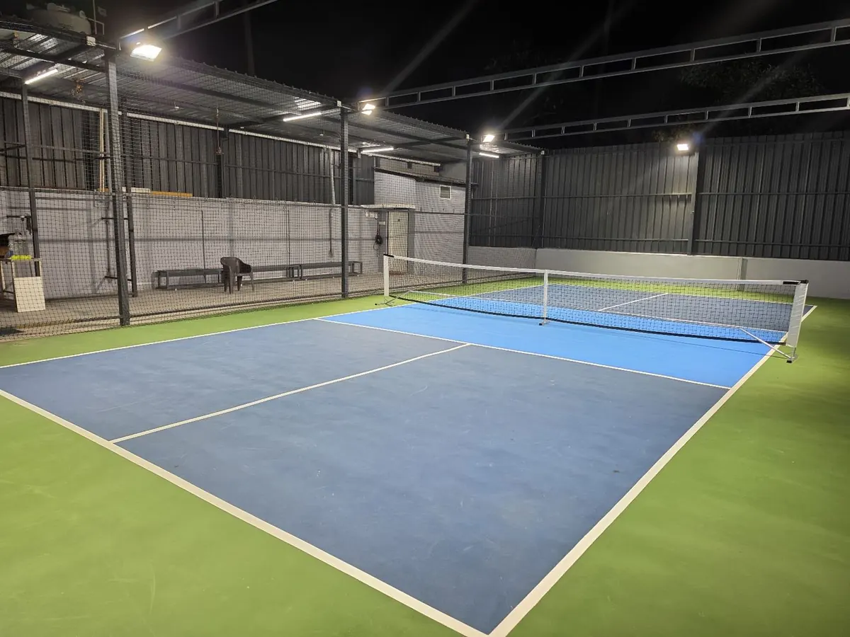 Floodlit pickleball court ready for booking at G1 Madurai